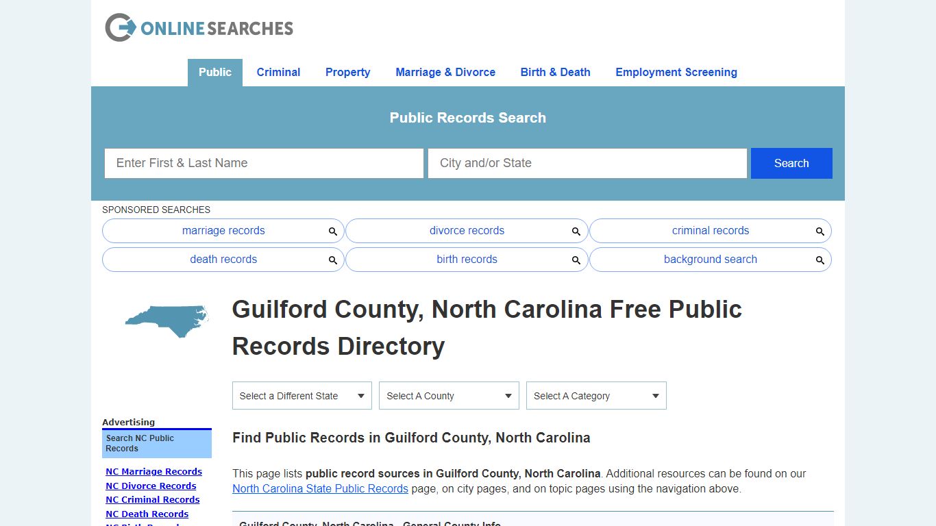 Guilford County, North Carolina Public Records Directory